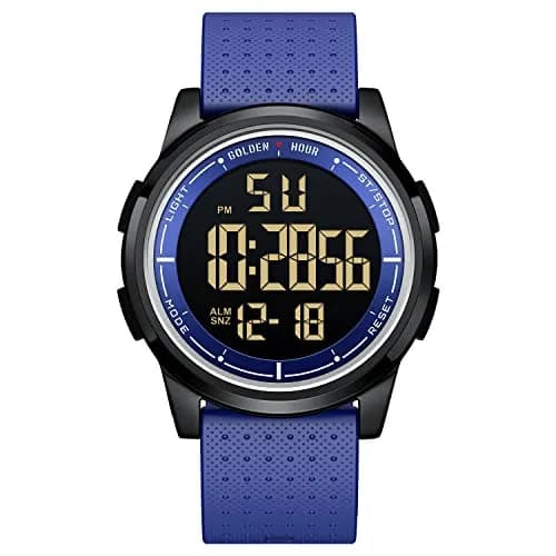 GOLDEN HOUR Minimalist Digital Sports Watch 43mm (1.69 in) | Water Resistant 50M, EL Backlight, Date, Alarm thumbnail 1