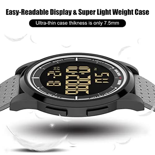GOLDEN HOUR Minimalist Digital Sports Watch 43mm (1.69 in) | Water Resistant 50M, EL Backlight, Date, Alarm thumbnail 5