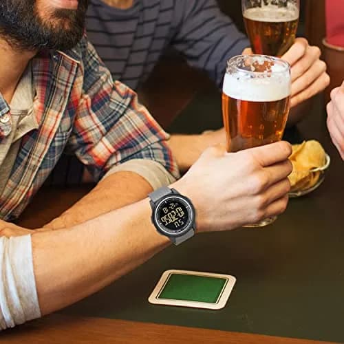 GOLDEN HOUR Minimalist Digital Sports Watch 43mm (1.69 in) | Water Resistant 50M, EL Backlight, Date, Alarm thumbnail 7