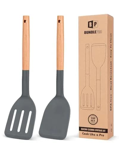 BUNDLEPRO Silicone Spatula Set 2 Pack | BPA-Free, Heat Resistant 446℉ (230℃), Gray thumbnail 1