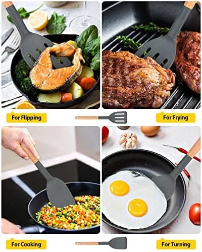 BUNDLEPRO Silicone Spatula Set 2 Pack | BPA-Free, Heat Resistant 446℉ (230℃), Gray thumbnail 4
