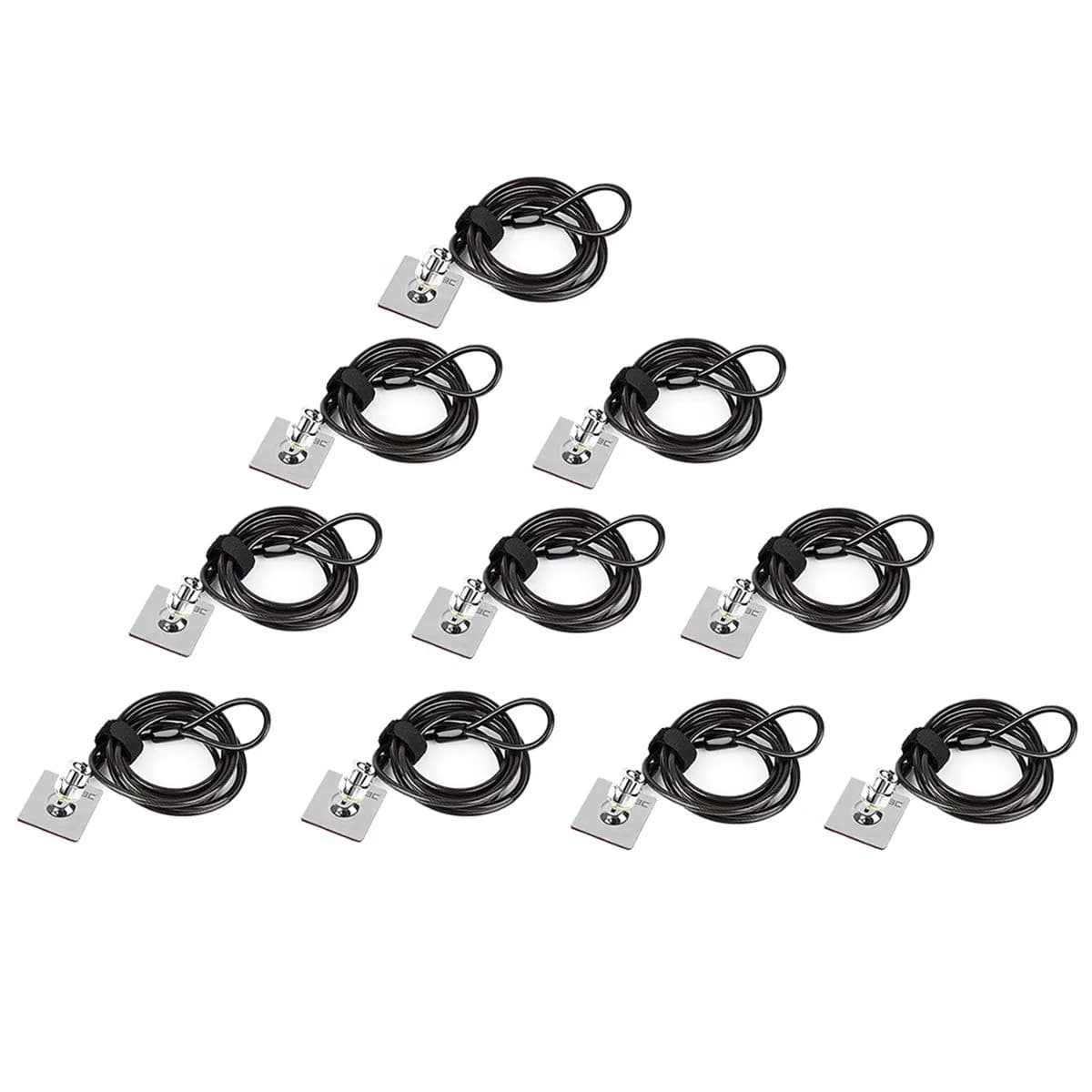 I3C Security Cable Lock 2.04m (6.5ft) with Anchor Plate, 10-Pack | Anti-Theft Combination Lock for Laptops, Tablets, Monitors