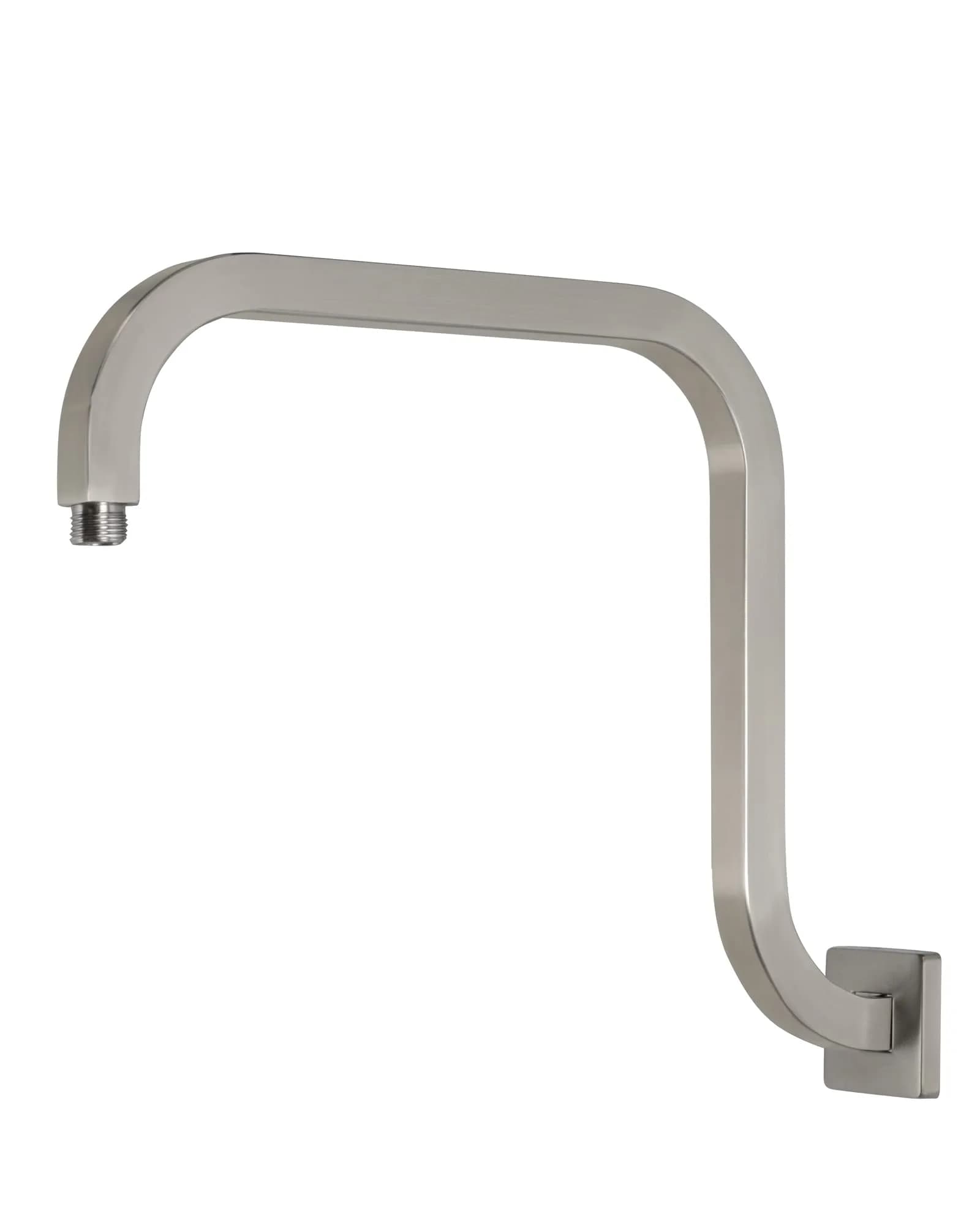 PHASAT S Shaped Shower Arm with Flange, 97cm (38.2") High Rise Shower Head Extension Arm | Brushed Nickel, 304 Stainless Steel