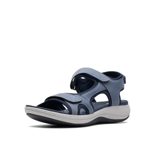 Clarks Mira Bay Flat Sandal 11 Medium US | Denim Blue Textile, Platform Heel thumbnail 1