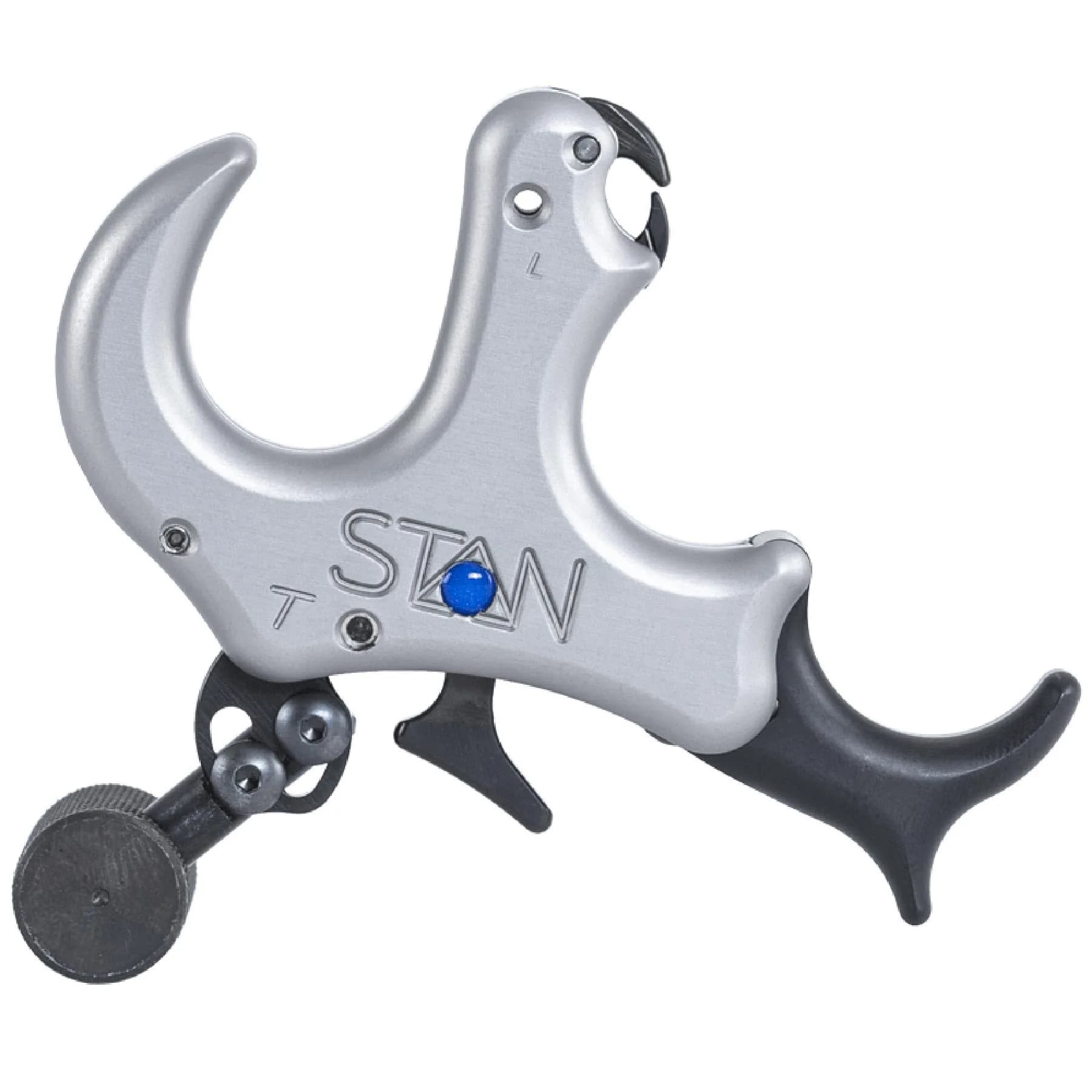 Stan OnneX Thumb Archery Release – Modular Trigger with Zero Travel, Adjustable Tension, 3 & 4 Finger Options, Heavy Metal, L — Echo Grey / Medium