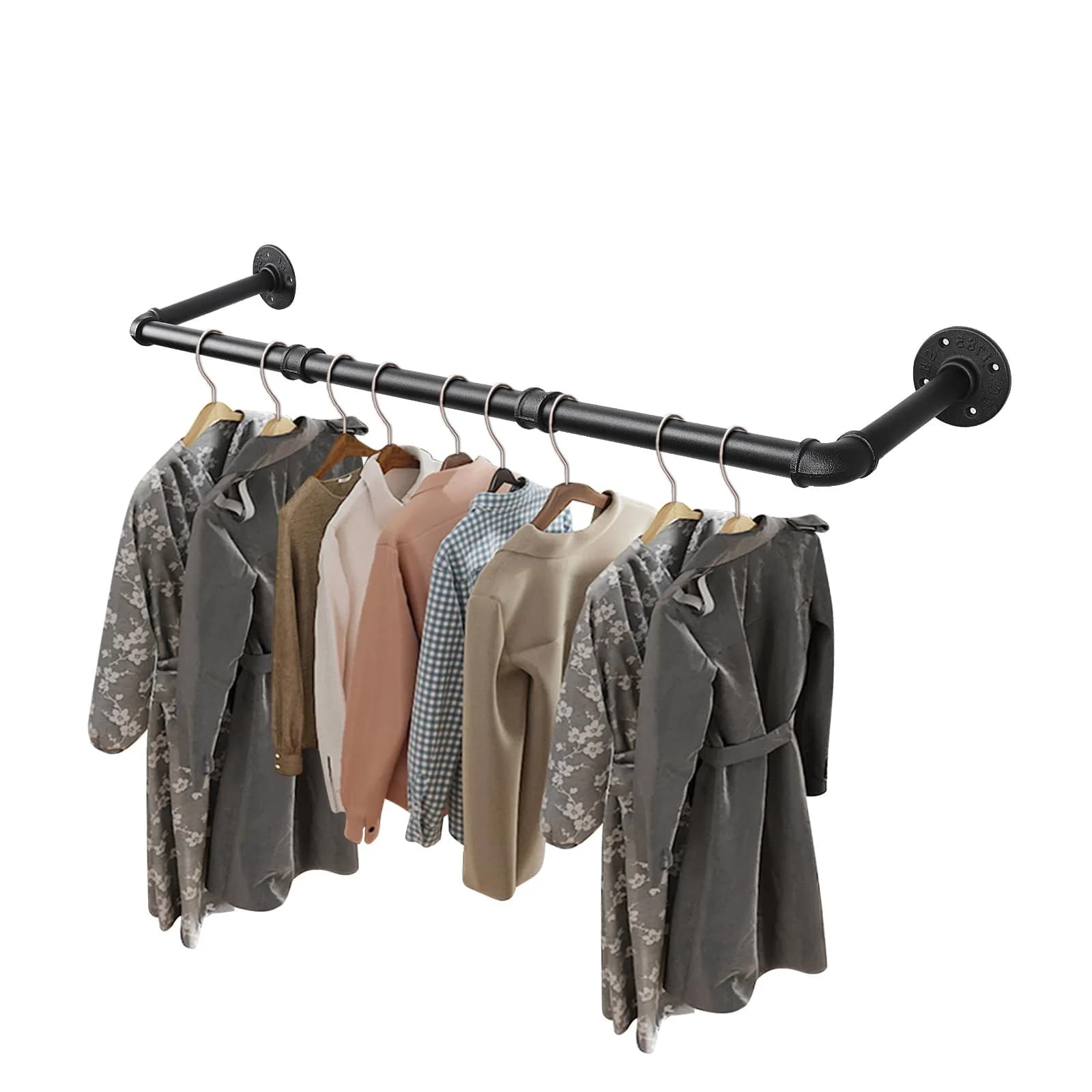 Livabber Industrial Pipe Clothes Rack 91cm (36 Inch) | Heavy Duty Wall Mounted Garment Bar for Bedroom, Closet