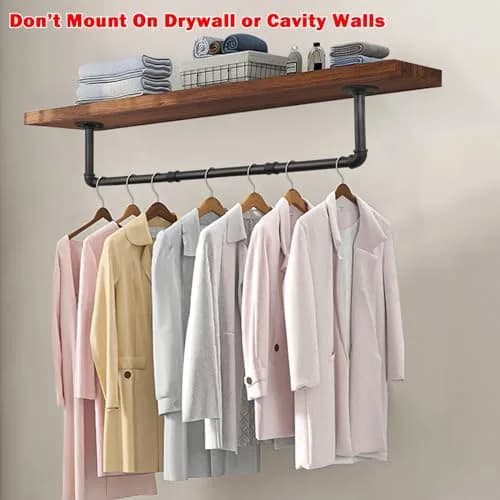 Livabber Industrial Pipe Clothes Rack 91cm (36 Inch) | Heavy Duty Wall Mounted Garment Bar for Bedroom, Closet thumbnail 4
