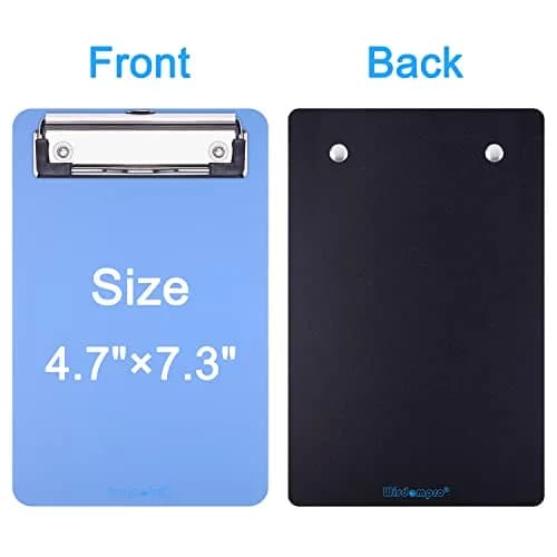 Wisdompro Mini Clipboards 12cm x 18.5cm (4.7"x7.3") Black/Blue 2-Pack | Durable Polypropylene & Stainless Steel thumbnail 3
