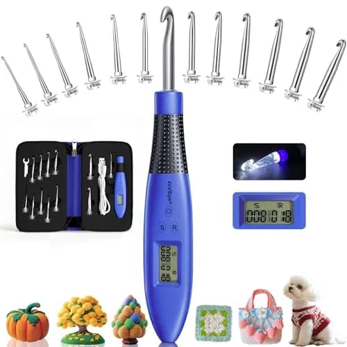 Zcvtbye Light Up Crochet Hooks Set, 12 Sizes with Digital Counters, Ergonomic, Rechargeable | Perfect for Dark Yarn Projects thumbnail 1