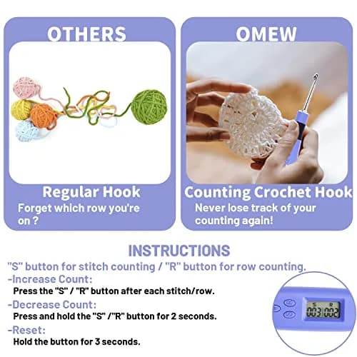 Zcvtbye Light Up Crochet Hooks Set, 12 Sizes with Digital Counters, Ergonomic, Rechargeable | Perfect for Dark Yarn Projects thumbnail 5