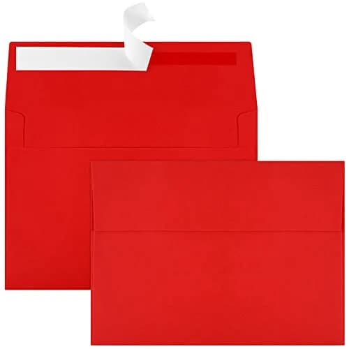Joyberg Red A7 Envelopes (5.25x7.25in) | Self Seal Greeting Card Envelopes for Invitations thumbnail 1
