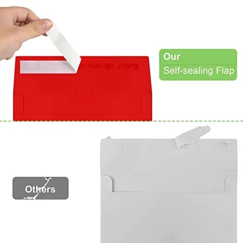 Joyberg Red A7 Envelopes (5.25x7.25in) | Self Seal Greeting Card Envelopes for Invitations thumbnail 3