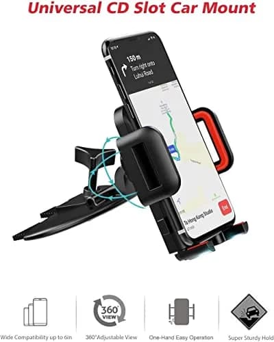 VSSMSSA Cell Phone Holder for Car, CD Slot Mount, One-Handed Operation, Compatible with iPhone14 13 12 Mini 11 Pro XR XS MAX Galaxy S20 S20+ S10 Red | Adjustable 4"-6.8" thumbnail 7