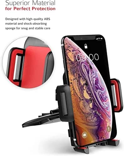 VSSMSSA Cell Phone Holder for Car, CD Slot Mount, One-Handed Operation, Compatible with iPhone14 13 12 Mini 11 Pro XR XS MAX Galaxy S20 S20+ S10 Red | Adjustable 4"-6.8" thumbnail 2