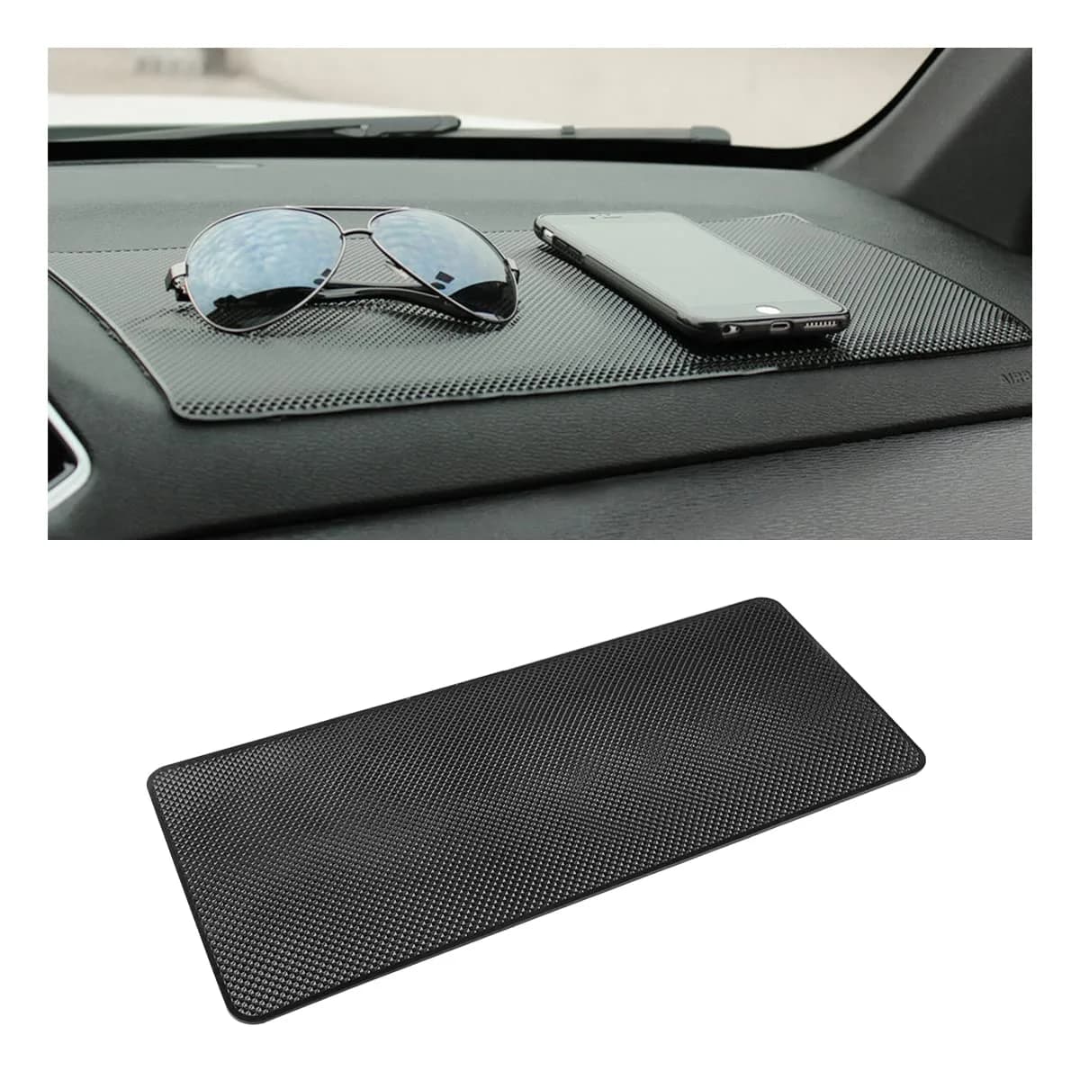 BLAU GRUN Universal Car Dashboard Anti-Slip Mat 27cm (10.6 Inch) x 15cm (5.9 Inch) | Holds Phones, Keys & More on Bumpy Roads — Black7