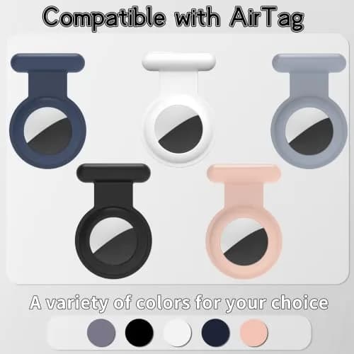 Fzemnn 2 Pack Airtag Holder Case with Hidden Pins | Silicone Tracker Cover for Kids, Pets, Bags (Black) thumbnail 7