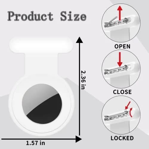 Fzemnn Silicone AirTag Holder Case for Kids & Pets, 2 Pack White | Hidden Pin Design for Secure Attachment thumbnail 2