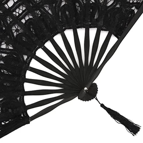 BABEYOND Cotton Lace Folding Hand Fan, Bamboo Wedding Dance Party Decor | Elegant, Handcrafted, Lightweight thumbnail 5