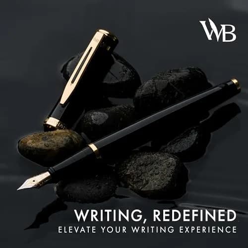 Wordsworth & Black Luxury Fountain Pen Set Medium Nib Black Gold Finish Pouch | Smooth Ink Flow thumbnail 2