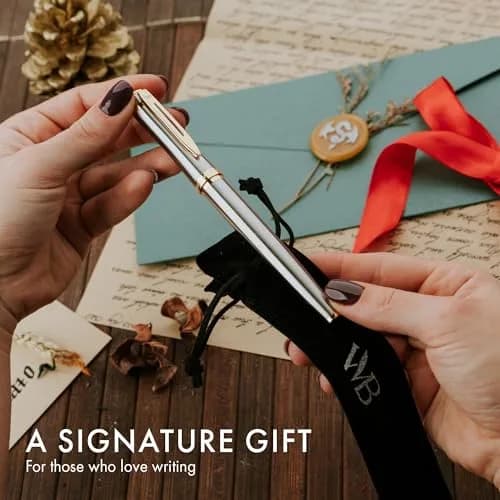 Wordsworth & Black Luxury Fountain Pen Set with Medium Nib, Silver & Gold Finish | Smooth Ink Flow Writing Instrument thumbnail 7