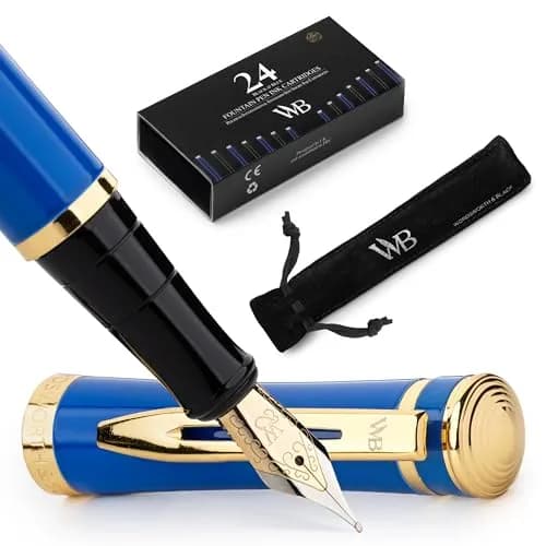 Wordsworth & Black Luxury Fountain Pen Set with Medium Nib, Blue Ink | Smooth Ink Flow Writing Instrument thumbnail 1
