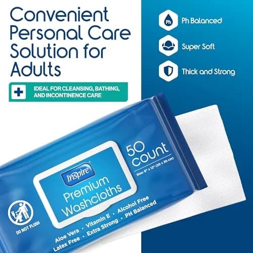 Inspire Adult Wet Wipes, 300 Count | Hypoallergenic Cleansing Cloths for Elderly Care thumbnail 2