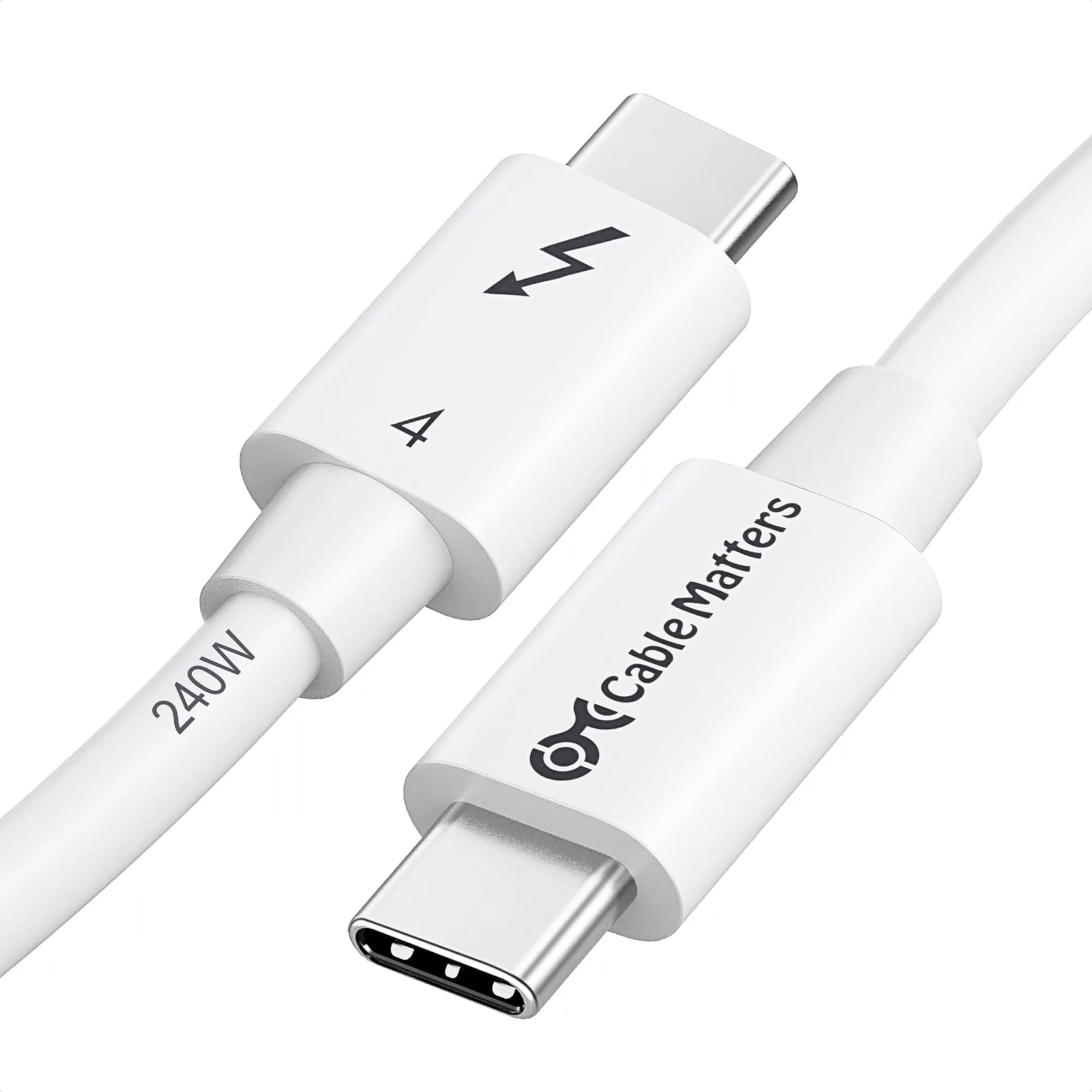 Cable Matters 40Gbps Thunderbolt 4 Cable, 0.3m (1ft) | Intel Certified USB4 Cable — White / 2.6 Feet