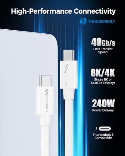 Cable Matters Thunderbolt 4 Cable 1m (3.3ft) | 40Gbps Data, 240W Charging, 8K Video thumbnail 2