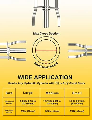 VEHIFOMO Hydraulic Seal Installation Tools Set (3 PCS) | For Rod Seals & U-Cups thumbnail 7