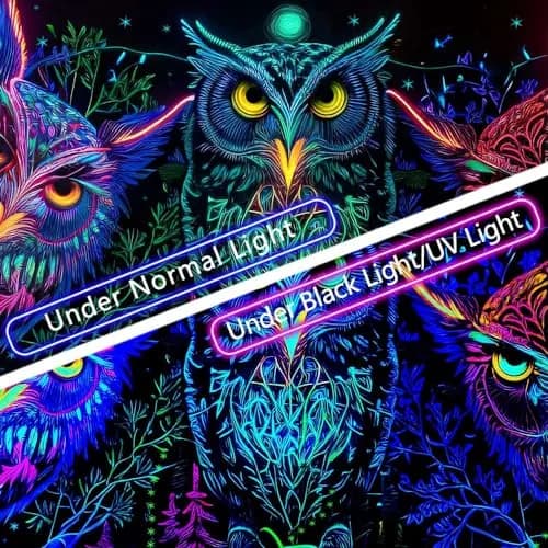 JAWO Blacklight Tapestry UV Reactive Owl Forest Art Poster 71x60 Inch | Glows Under Blacklight thumbnail 6