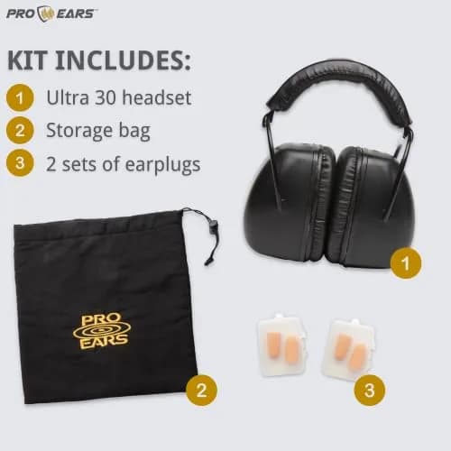 Pro Ears Ultra 30 MRI Kit - MRI-Safe Hearing Protection Earmuffs & Earplugs, NRR 30 dB, 623 g (1.37 lb) | ANSI S3.19-1974 Certified thumbnail 2