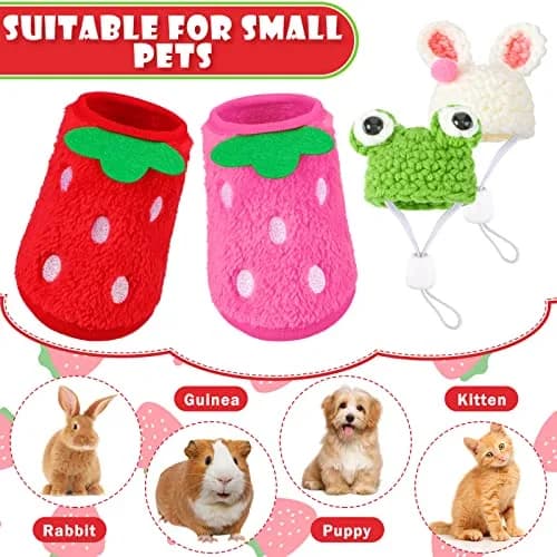 Mixweer Guinea Pig Accessories 2 Mini Hats & 2 Clothes | Adjustable Strap, Cozy & Cute thumbnail 5