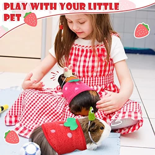 Mixweer Guinea Pig Accessories 2 Mini Hats & 2 Clothes | Adjustable Strap, Cozy & Cute thumbnail 6