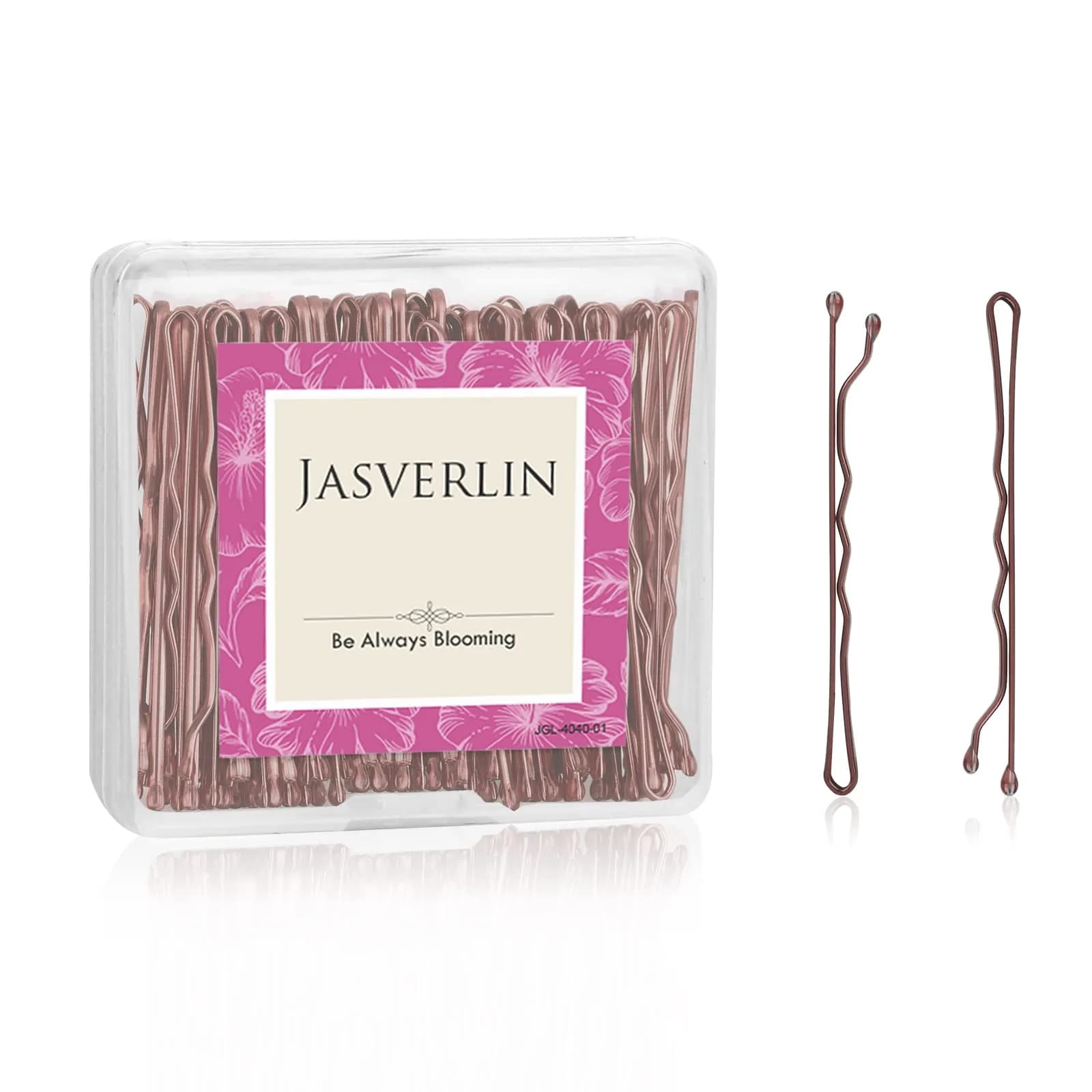 JASVERLIN Large Brown Bobby Pins 6 cm (2.4 inches) 100 Pcs | Firm Hold Hair Pins for All Hair Types — Brown