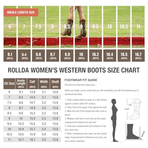 HISEA Rollda Women's Western Cowgirl Boots Mid Calf with 2" Block Heel, Mosaic Brown (US 8 / 25.4 cm) thumbnail 6