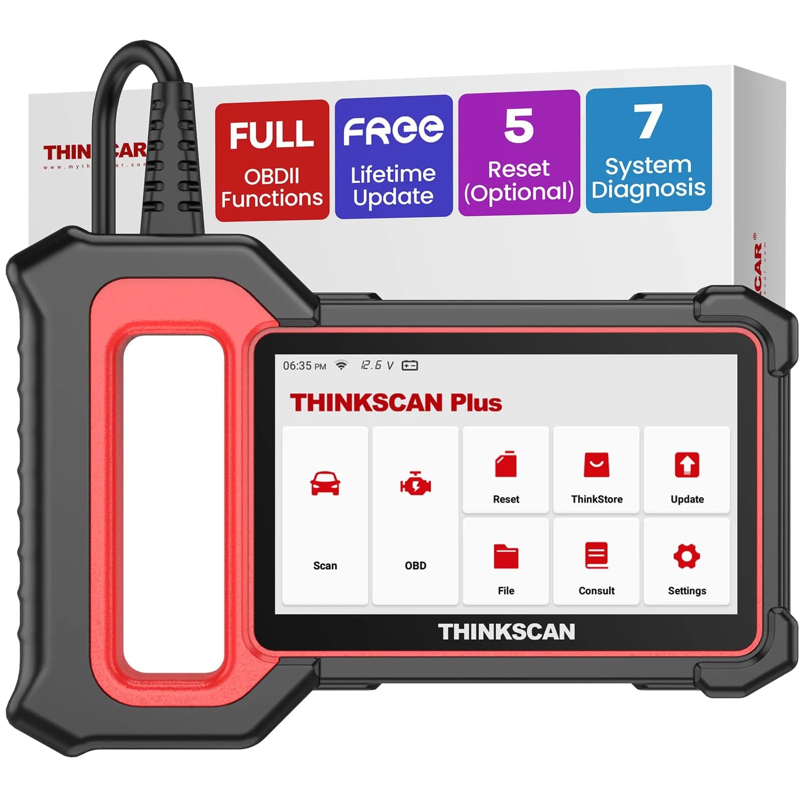 Thinkcar ThinkScan Plus S7 OBD2 Scanner | ABS, SRS, ECM, TCM, BCM, AC, IC System Diagnostic Tool with 5 Special Services & 94 Car Brands - main product image