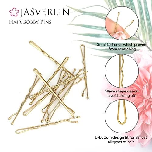 JASVERLIN Gold Bobby Pins 2.4 inch (6cm) 100 Pcs | Strong Grip Hair Pins for Styling thumbnail 4