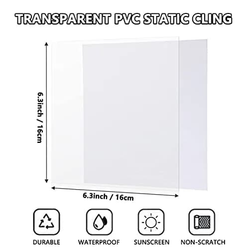 PUSNMI Clear Static Cling Film 6 Sheets | Reusable Adhesive-Free Window Decals for Cars thumbnail 4