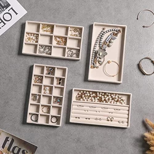 Frebeauty Jewelry Trays for Drawer | Set of 9 Velvet Organizer & Storage thumbnail 5