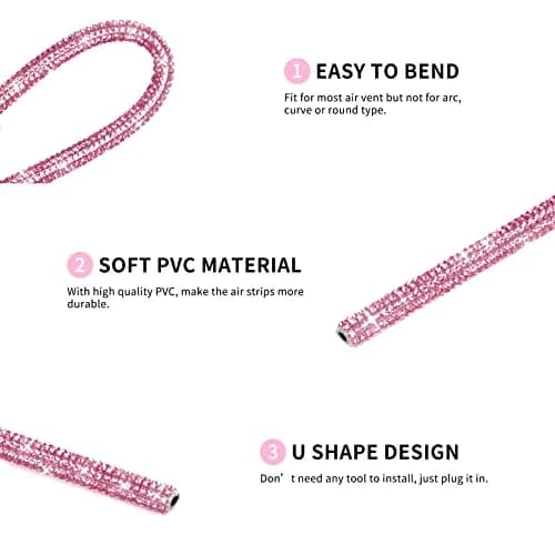 INSAUTO Bling Car Air Vent Outlet Trim Strip 10pcs Pink | Sparkle Up Your Car Interior thumbnail 3