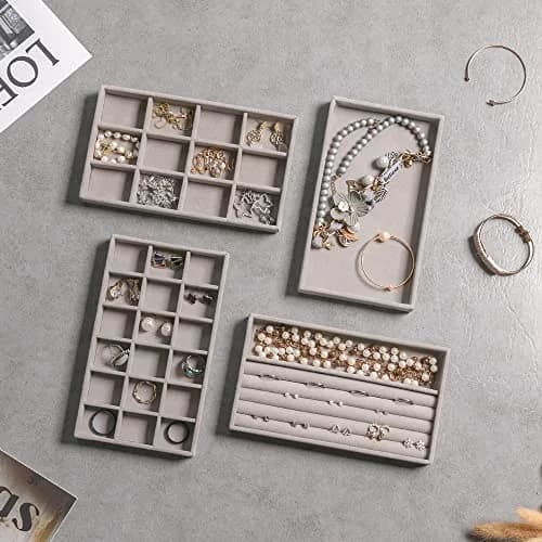Frebeauty Jewelry Trays for Drawer | Set of 6 Velvet Organizer & Storage thumbnail 5