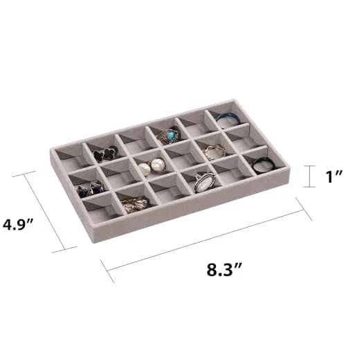 Frebeauty Jewelry Trays for Drawer | Set of 6 Velvet Organizer & Storage thumbnail 2