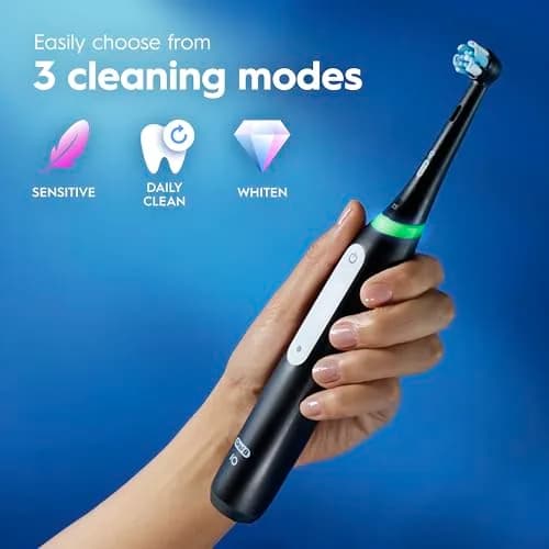 Oral-B iO Series 3 Limited Deep Clean Rechargeable Electric Toothbrush with Pressure Sensor, 3 Modes, 2 Brush Heads, Travel Case, Icy Blue | Dentist-Recommended Technology thumbnail 5
