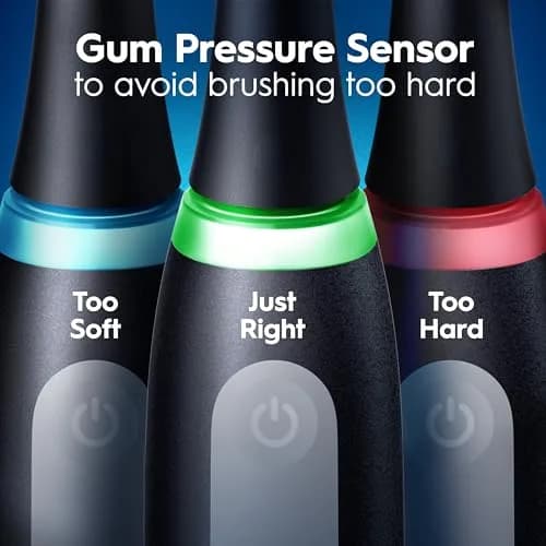Oral-B iO Series 3 Limited Deep Clean Rechargeable Electric Toothbrush with Pressure Sensor, 3 Modes, 2 Brush Heads, Travel Case, Icy Blue | Dentist-Recommended Technology thumbnail 3