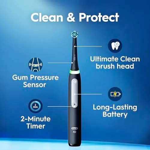 Oral-B iO Series 3 Limited Deep Clean Rechargeable Electric Toothbrush with Visual Pressure Sensor & 2 Brush Heads | 3 Cleaning Modes thumbnail 2