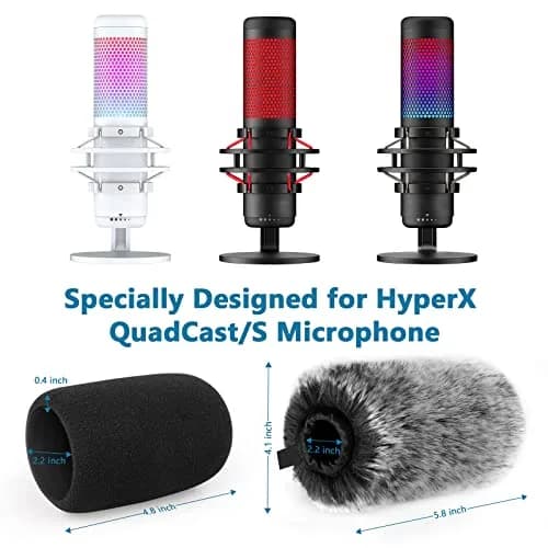ChromLives Microphone Windscreen Combo Pack for HyperX QuadCast S, Foam & Furry Covers with Elastic Strap | Indoor/Outdoor Use thumbnail 5