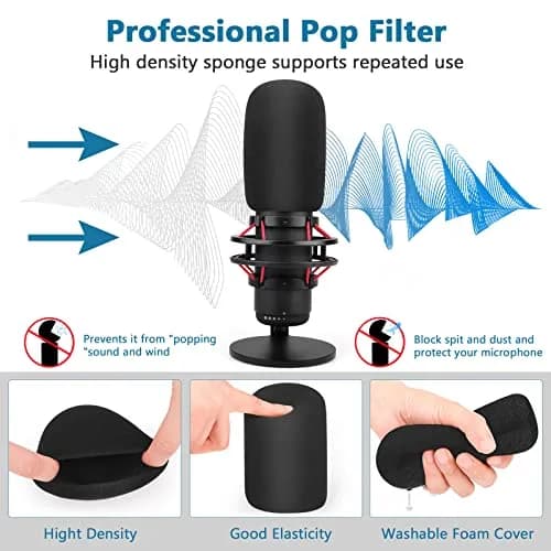 ChromLives Microphone Windscreen Combo Pack for HyperX QuadCast S, Foam & Furry Covers with Elastic Strap | Indoor/Outdoor Use thumbnail 3