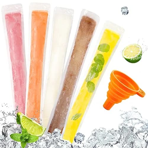 FEBSNOW Disposable Ice Popsicle Mold Bags 120 Pack | BPA-Free, Zip Sealed, 11x2 Inch thumbnail 1