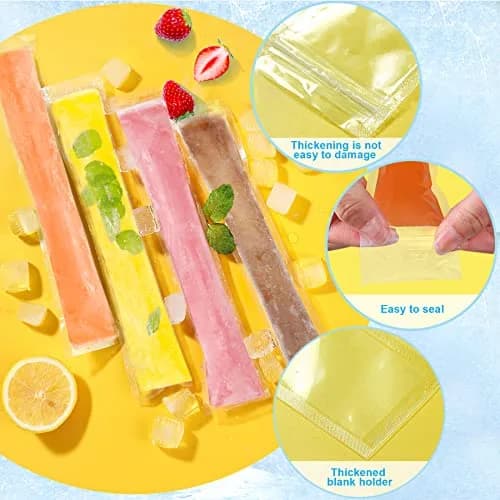 FEBSNOW Disposable Ice Popsicle Mold Bags 120 Pack | BPA-Free, Zip Sealed, 11x2 Inch thumbnail 2