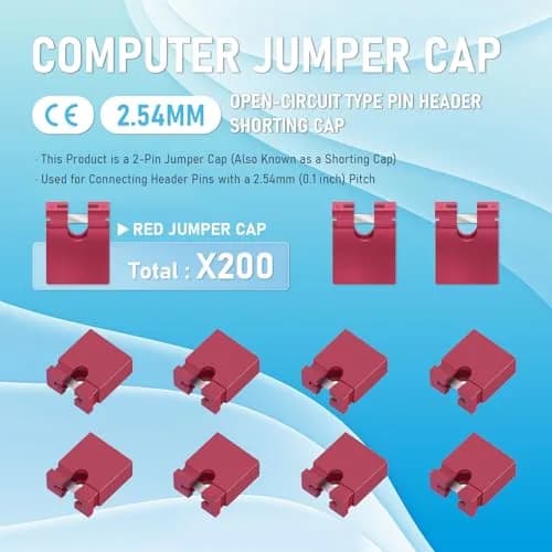 CQRobot 200 Pieces Red Standard Computer Jumper Caps Header Pin Shunt 2.54mm (0.1 inch) | For Arduino Raspberry Pi PCB PC DVD HDD Motherboard Projects thumbnail 2
